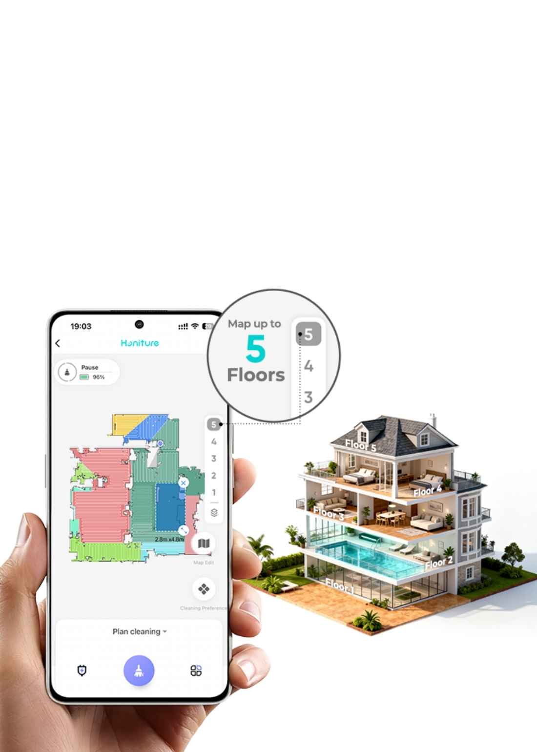 honiture Q20 Ultra robot vacuum cleaner 5 map