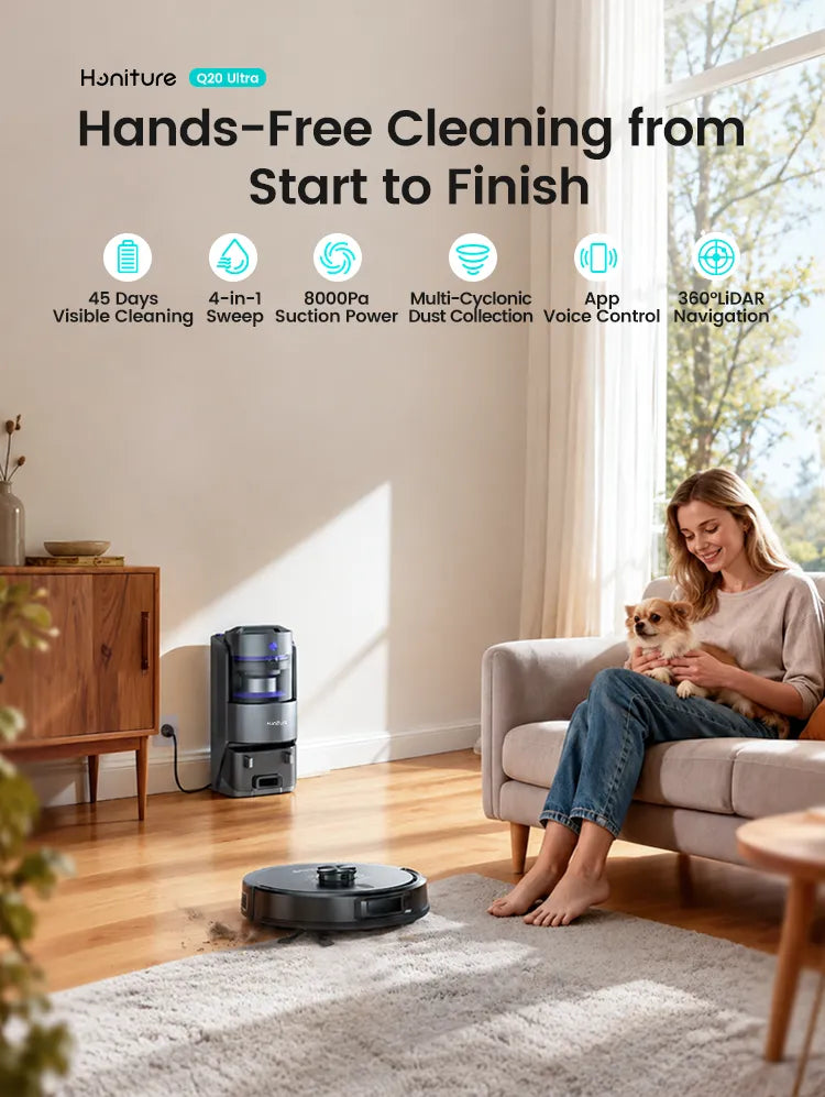 honiture smart robot vacuum cleaner q20 ultra hands-free cleaning it‘s best for busy family