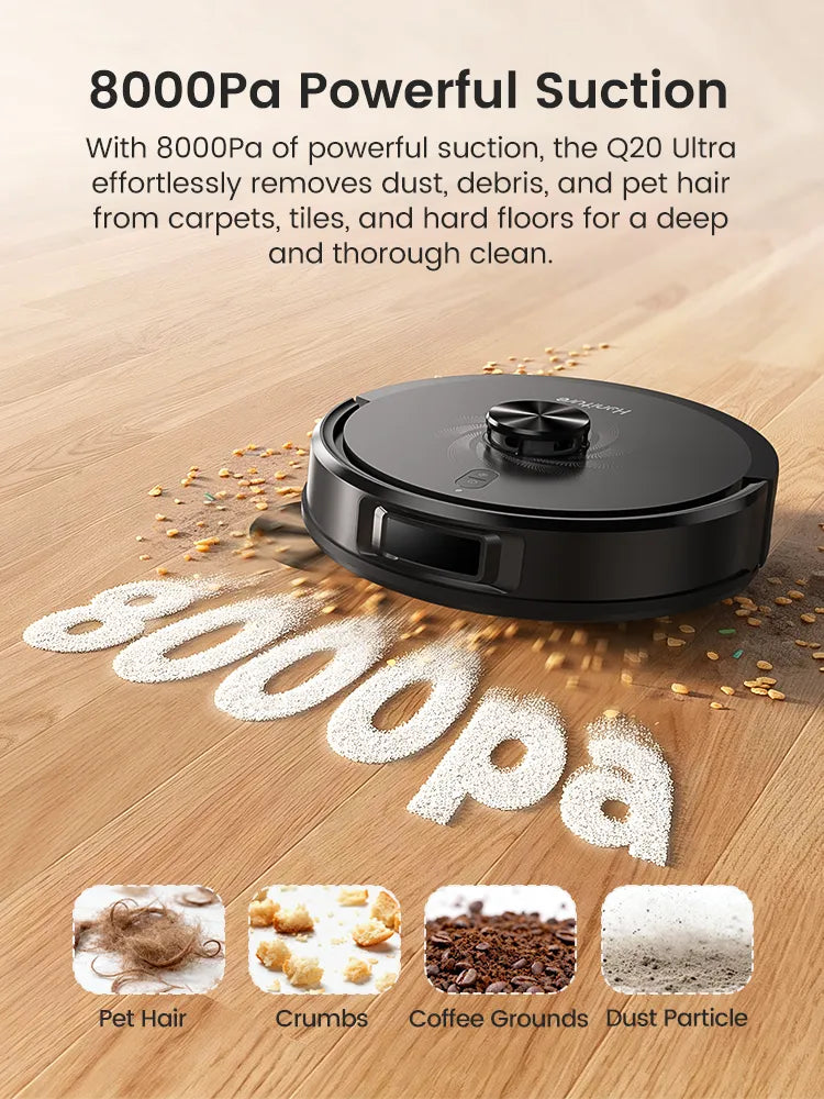 honiture robot vacuum cleaner q20 ultra 8000 pa powerful suction
