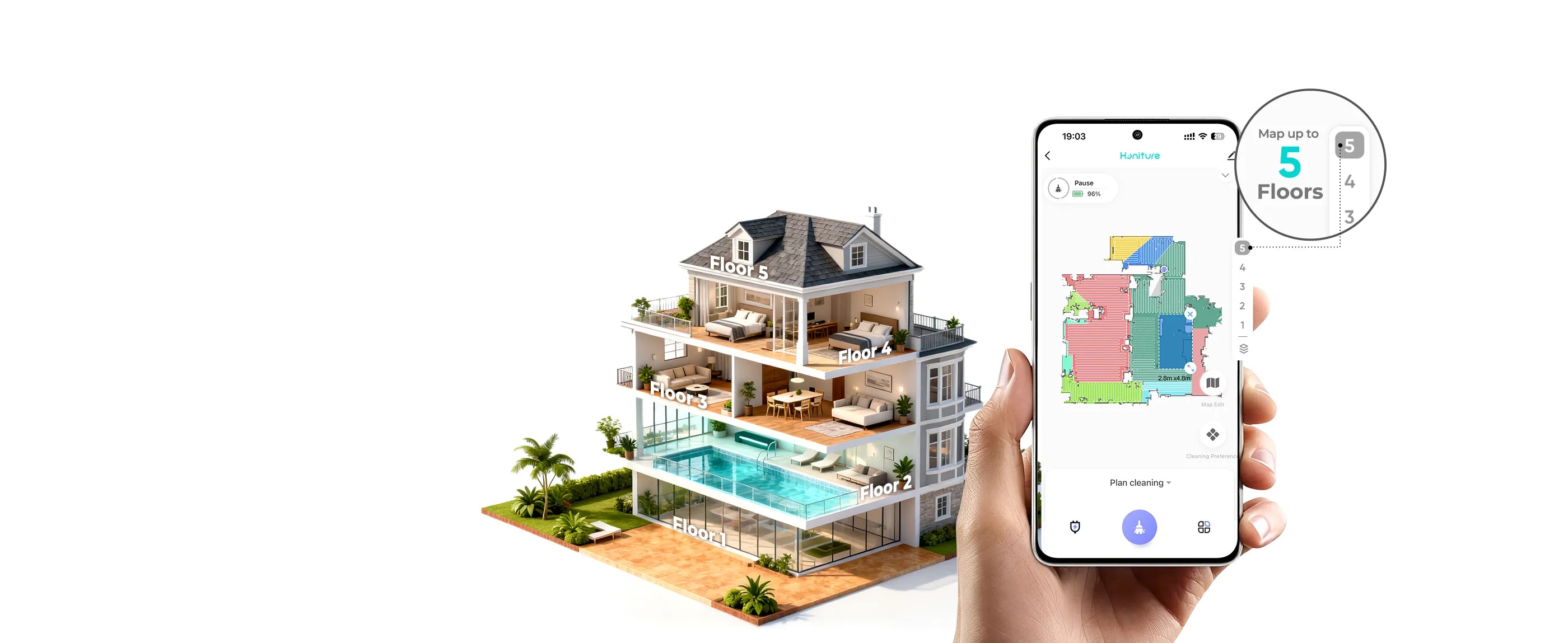 honiture q20 ultra robot vacuum with smart 5 map